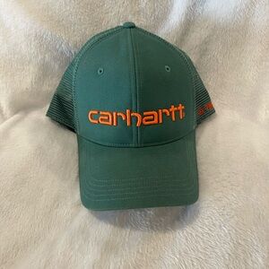 Carhartt SnapBack dunmore Green Trucker Hat with Orange Logo